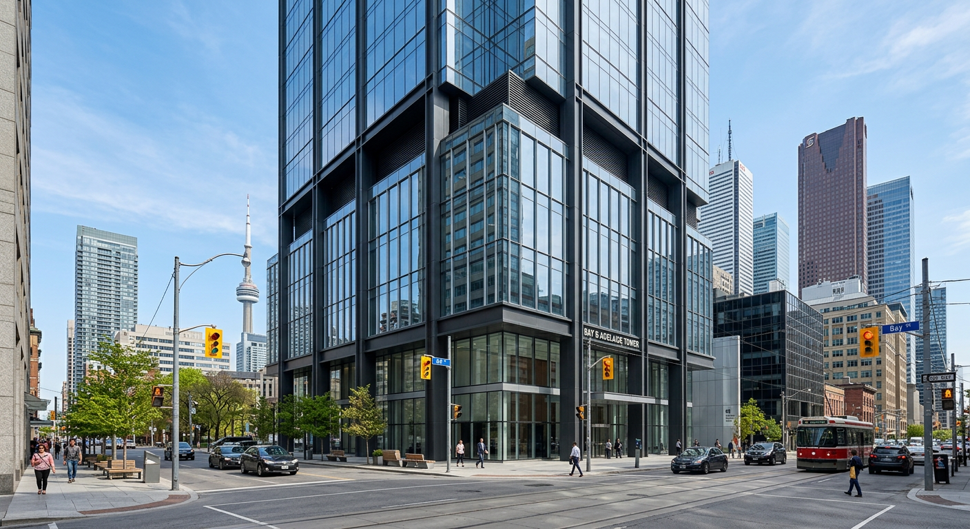 Completed modern commercial office building with glass facade